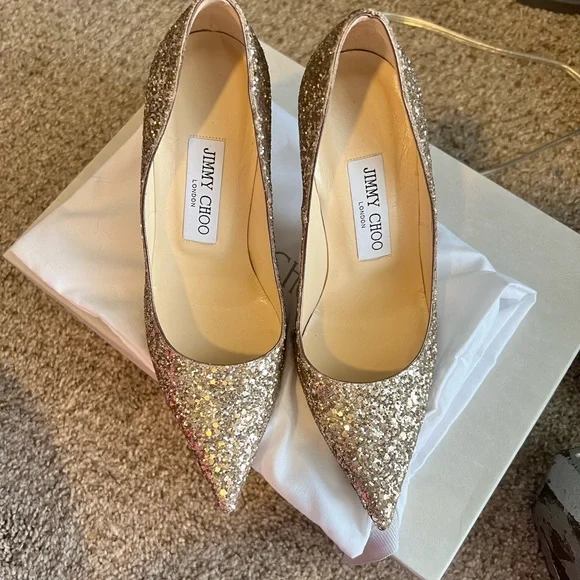 Jimmy Choo Abel Pumps Gold Glitter - Picture 10 of 10